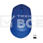 Мышь беспроводная Logitech M330 SILENT PLUS синий, 1000 dpi, радиоканал, USB, кнопки - 3, фото 1