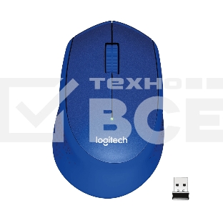Мышь беспроводная Logitech M330 SILENT PLUS синий, 1000 dpi, радиоканал, USB, кнопки - 3