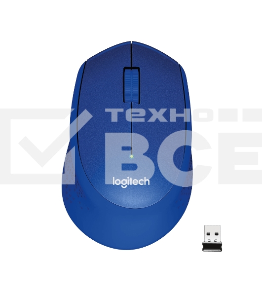 Мышь беспроводная Logitech M330 SILENT PLUS синий, 1000 dpi, радиоканал, USB, кнопки - 3