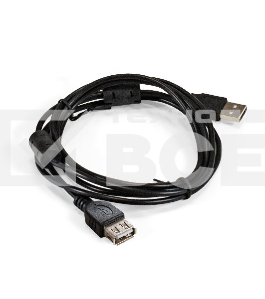 Удлинитель USB 2.0 ExeGate EX-CCF-USB2-AMAF-1.8F (Am/Af, позолоченные контакты, ферритовые кольца, 1,8м)