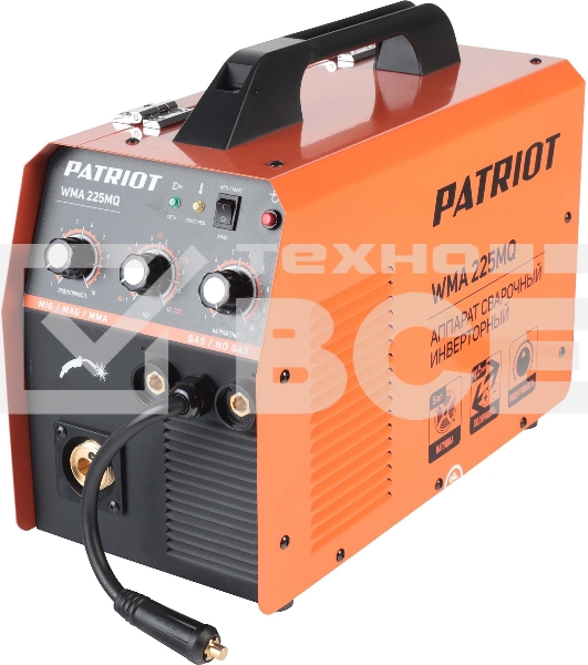 Сварочный аппарат PATRIOT WMA 225MQ (605301755) инверторный mig/mag/mma стальной и флюс. провлокой
