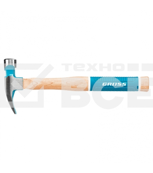 Молоток-гвоздодер,280 г, угол 75, магнит, обрезиненная рукоятка AMERICAN HICKORY GROSS