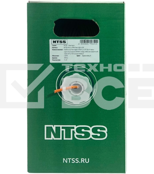 Кабель информационный NTSS NTSS-IN-UTP4-5Е-LSZH-OR кат.5E U/UTP 4X2X24AWG LSZH внутренний 305м оранжевый