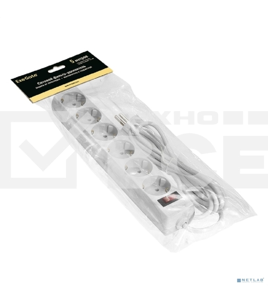 Сетевой фильтр ExeGate EX221229RUS SP-6-5W (6 розеток, 5м, евровилка, белый)