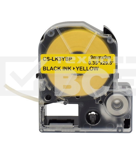 Картридж ленточный Cactus CS-LK3YBP черный шрифт, желтый фон (9 мм, 9 м) для Epson LW300/LW400/LW700/LW600P/LW1000P/K400/Z700/Z900