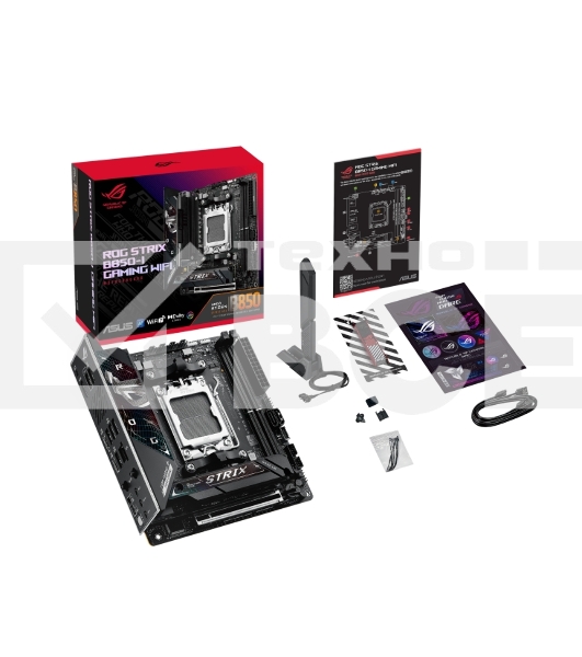 Материнская плата ASUS ROG STRIX B850-I GAMING WIFI, AM5, AMD B850, 2xDDR5, 2xM.2, 2xSATA, PCIe 4.0 x16, 1xHDMI, 1xUSB Type-C, 1x2.5Gb LAN, Wi-Fi 7, Bluetooth 5.4, 5xUSB-A 10Gbps , 1xUSB-C 20Gbps, 2xUSB-A 2.0, 3x3.5 мм, S/PDIF, 7.1, Mini-ITX