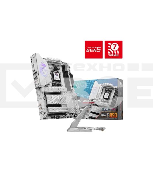 Материнская плата MSI MPG B850 EDGE TI WIFI, AM5, AMD B850, 4xDDR5, 4xSATA, 4xM.2, 1xPCIe 5.0 x16, 1xPCIe 4.0 x4, 1xPCIe 3.0 x1, 1xHDMI, 1x5Gb LAN, Wi-Fi 7, Bluetooth 5.4, 3xUSB-C 10Gbps, 1xUSB-C 20Gbps, 5xUSB-A 10Gbps, 4xUSB-A 2.0, 1xS/PDIF, 2x3.5 мм, 7.