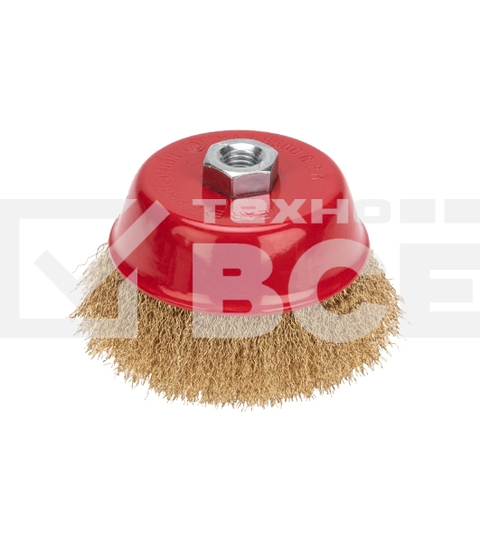 Щетка чашечная для УШМ Kranz витая латунированная проволока, 125 мм, М14