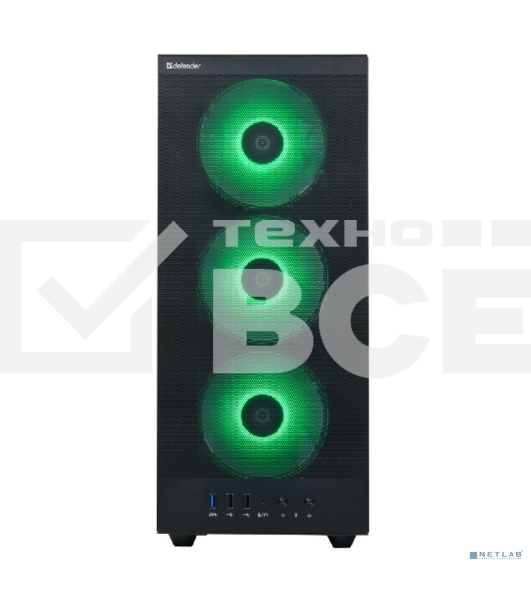 Компьютерный корпус Defender RaptorX черный,ATX,4fans,switchM/BSync