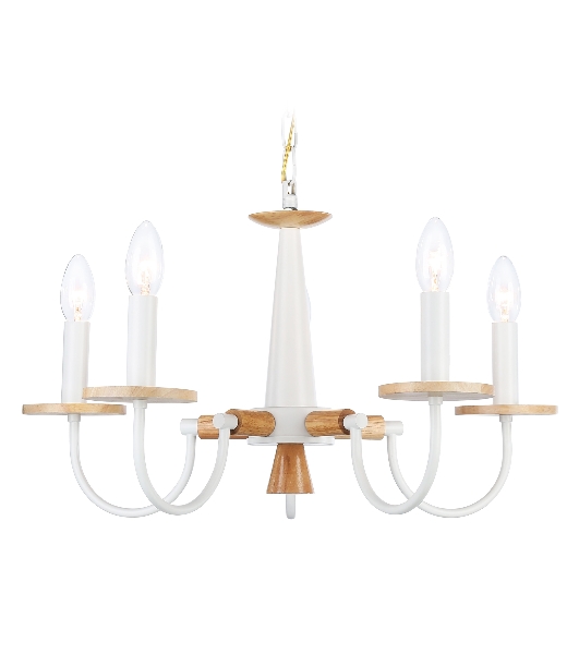 Светильник Ambrella light TR9592/5 WH/LW белый/светлое дерево E14/5 max 40W D555*660