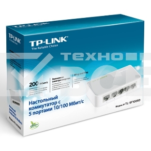 Коммутатор TP-Link SOHO TL-SF1005D Коммутатор 5-port 10/100M mini Desktop Switch, 5 10/100M RJ45 ports, Plastic case