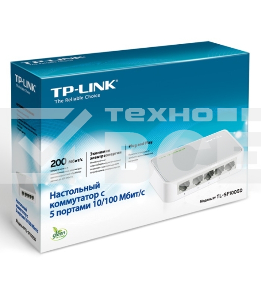 Коммутатор TP-Link SOHO TL-SF1005D Коммутатор 5-port 10/100M mini Desktop Switch, 5 10/100M RJ45 ports, Plastic case