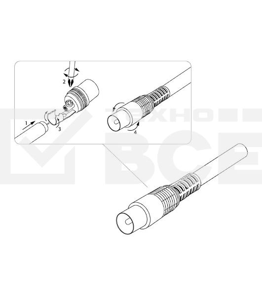 Разъем штекер TV PROconnect без пайки белый
