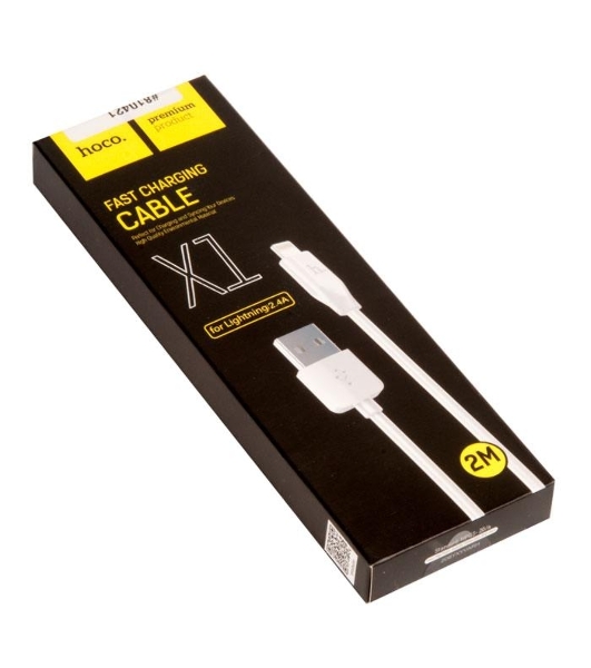 Кабель USB 2.0 hoco X1, AM/Lightning, белый, 2м