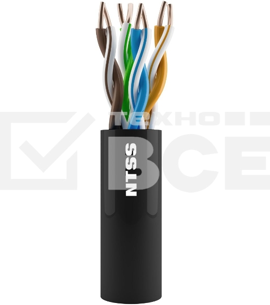 Кабель информационный NTSS NTSS-OUT-UTP4-5Е-PE-BL кат.5E U/UTP 4X2X24AWG PE внешний 305м черный