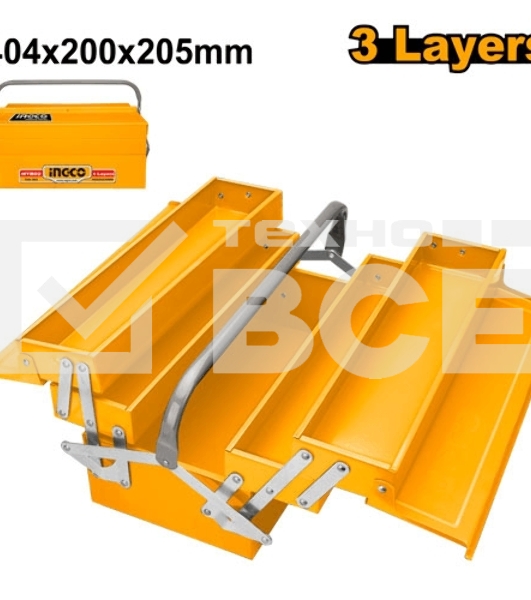 Ящик для инструментов Ingco HTB03,404200205мм, 3 уровня, металл