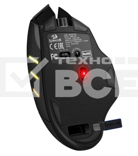Мышь беспроводная Defender Redragon Mirage Pro черный, 8000 dpi, радиоканал, USB, кнопки - 9