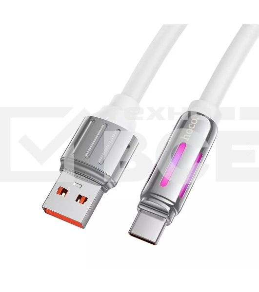Кабель USB HOCO U136 Prize, USB - Type-C, 5А, 1.2м, белый