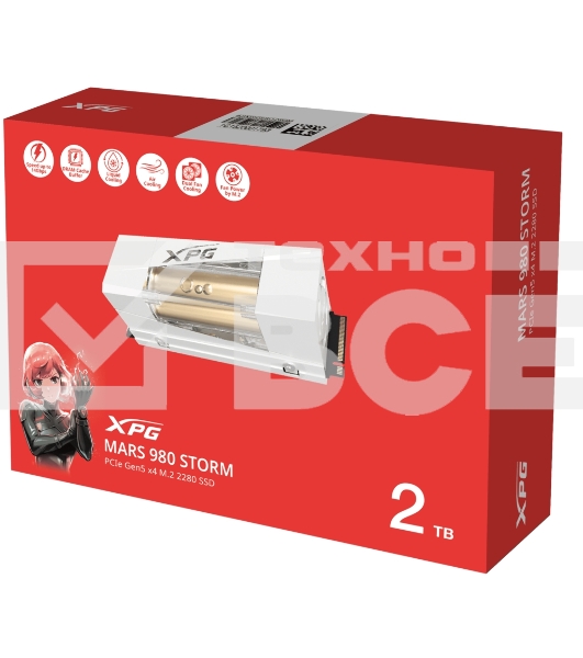 Накопитель SSD ADATA XPG MARS 980 STORM, 2000Gb, M.2(22x80мм), NVMe, PCIe 5.0 x4, 3D NAND, R/W 14000/13000Mb/s, IOPs 2 000 000/1 650 000, TbW 1480, DWPD 0.4, with Heat Sink (5 лет)
