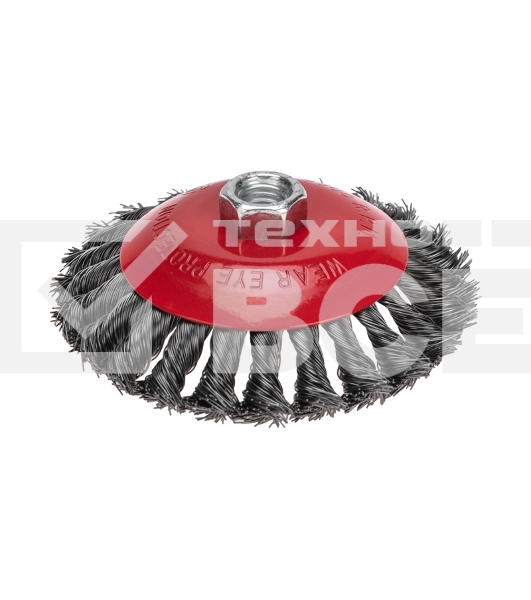 Щетка коническая для УШМ Kranz крученая стальная проволока, 125мм, М14