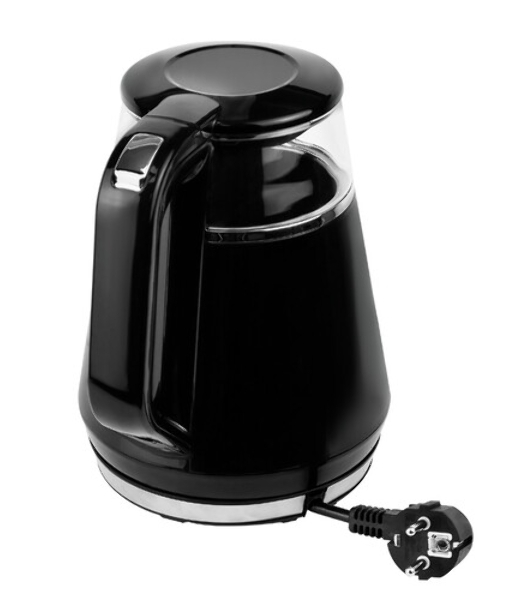 Чайник Centek CT-0019, 1100 Вт, стекло, черный и серебристый