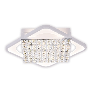 Управляемый светодиодный светильник с хрусталем Ambrella light FA124 WH белый 104W 510*510*110 (ПДУ РАДИО 2.4)