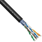 Кабель ExeGate FUTP4-C5e-CU-S24-SW-OUT-PE-BK-305-FLUKE FTP 4 пары кат.5e медь, 0.52мм (24AWG), FLUKE® test pass, экран, внешн., с тросом, 305м, черн., PE, фото 1
