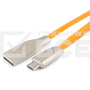Кабель USB 2.0 Cablexpert CC-G-mUSB01O-1M, AM/microB, серия Gold, длина 1м, оранжевый, блистер