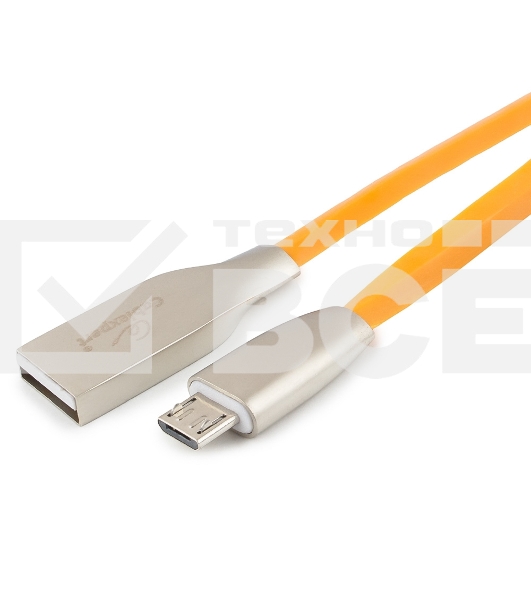 Кабель USB 2.0 Cablexpert CC-G-mUSB01O-1M, AM/microB, серия Gold, длина 1м, оранжевый, блистер