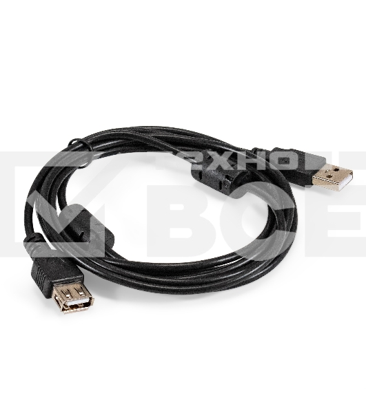 Удлинитель USB 2.0 ExeGate EX-CCF-USB2-AMAF-2.0F (Am/Af, позолоченные контакты, ферритовые кольца, 2м)