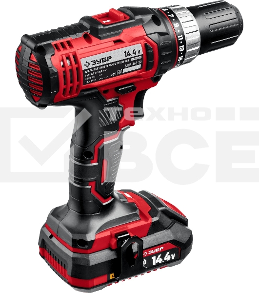 Дрель-шуруповерт аккумуляторная Зубр ДШЛ-145-22, Аккумуляторная, 14,4В, 2 АКБ, Кейс
