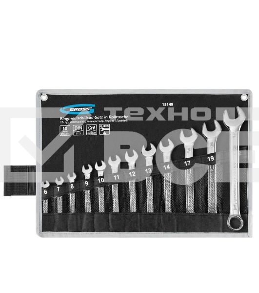 Набор комбинированных ключей Gross 15149 (6-22мм) 12 шт CrV холодный штамп