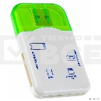 Кард-ридер Perfeo Card Reader SD/MMC+Micro SD+MS+M2, (PF-VI-R010 Green) зеленый (PF_4258), фото 1