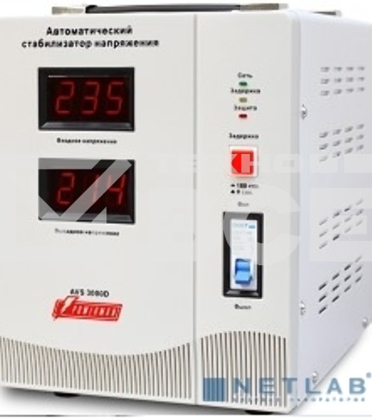 Стабилизатор напряжения Powerman AVS 3000D White (3000ВА, 16А, КПД 98%,циф. индикация вх./вых. напряж.)