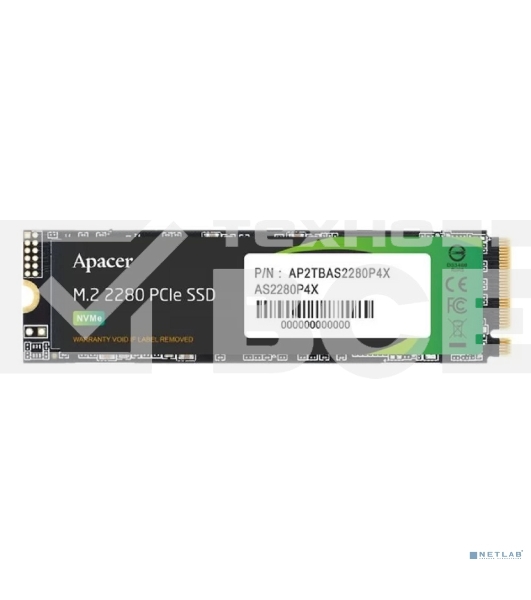 Накопитель SSD Apacer AS2280P4X, 256Gb, M.2 2280, PCIe 3.0 x4, NVMe, R/W 2100/1300