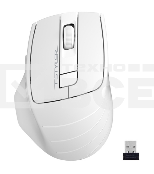 Мышь беспроводная A4Tech Fstyler FG30 белый/серый, 2000 dpi, радиоканал, USB, кнопки - 5