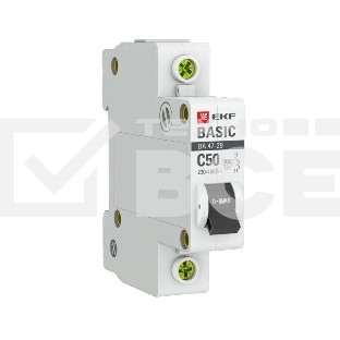 Автоматический выключатель EKF mcb4729-1-50C 1P 50А (C) 4,5кА ВА 47-29 EKF Basic