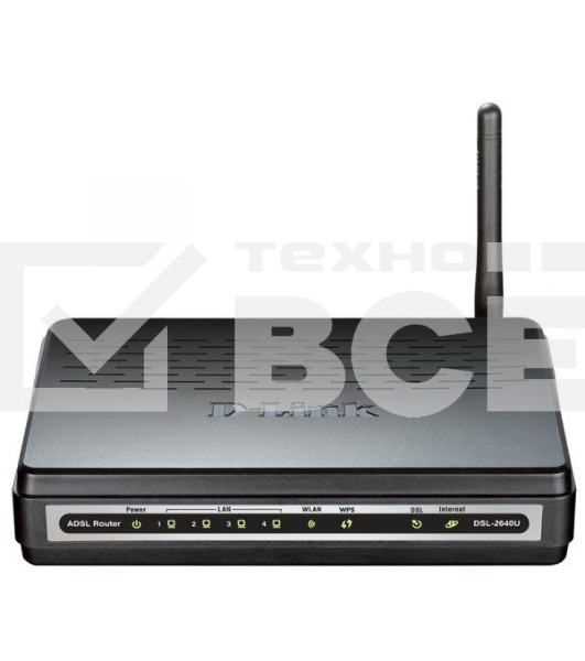 Роутер беспроводной D-Link DSL-2640U/R1A ADSL2+ черный ANNEX B