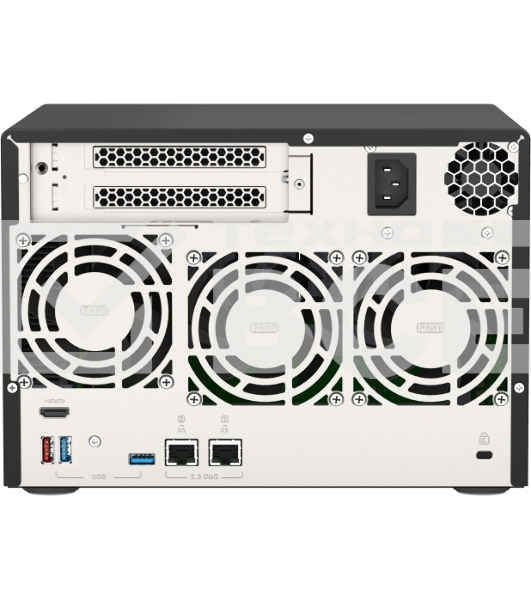 Сетевое хранилище без дисков SMB QNAP TVS-675-8G NAS, 6-tray w/o HDD, 2xM.2 SSD Slot, 1xHDMI-port. CPU 8-сore 64-bit x86 KX-U6580 2.5 GHz, 8GB DDR4 (1 x 8GB) up to 64GB (2 x 32GB), 2x 2.5 Gigabit LAN
