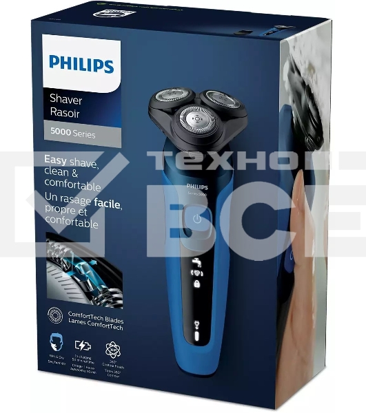 Бритва роторная Philips S5466/17 питан.:элек.сеть/аккум. синий
