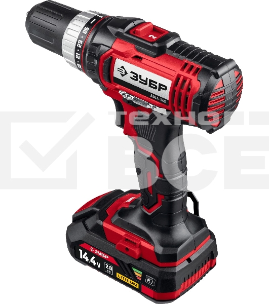 Дрель-шуруповерт аккумуляторная Зубр ДШЛ-145-22, Аккумуляторная, 14,4В, 2 АКБ, Кейс