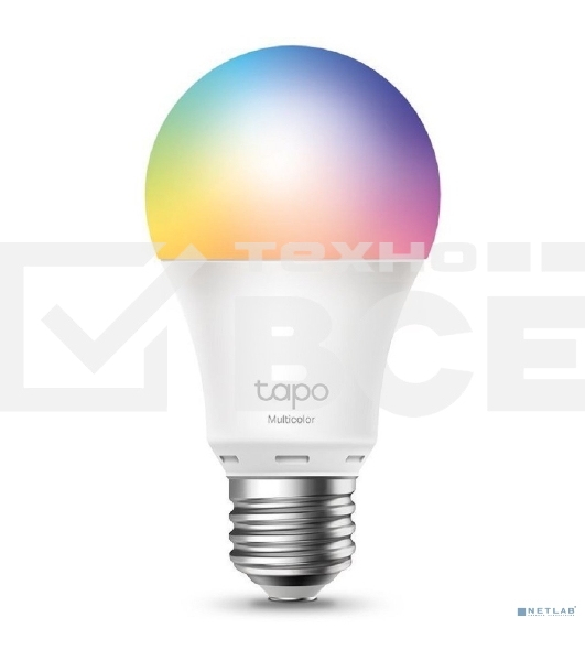 Умная многоцветная Wi‑Fi лампа Tapo Smart WiFi Bulb, A60 size，E27 base, 9.5W, 16 million colors, 2000k-6500k tunable white, 800 lumens brightness and diммable, 802.11b/g/n 2.4G WiFi connection, work with 200-240 V, 50/60 Hz power voltage and frequency, wo