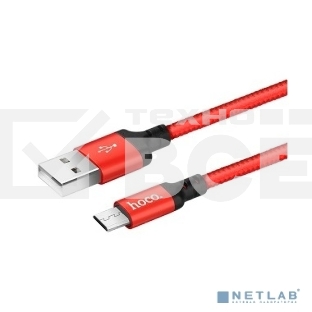 Кабель HOCO X14 красный/черный HC-62912 USB - microUSB, 2m, 1.7A, Нейлон
