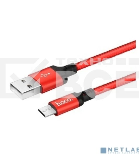Кабель HOCO X14 красный/черный HC-62912 USB - microUSB, 2m, 1.7A, Нейлон