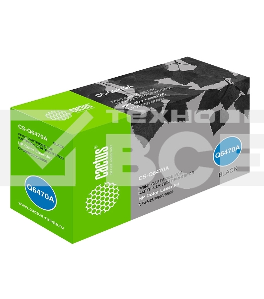 Картридж лазерный Cactus CS-Q6470A черный (6000 стр.) для HP Color LaserJet CP3505/3600/3800