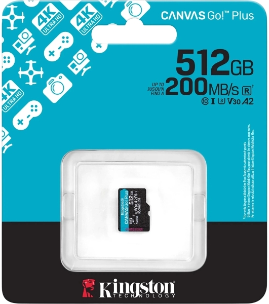 Флеш карта microSDXC 512Gb Kingston SDCG4/512GbSP Canvas Go! Plus V30 A2 w/o adapter