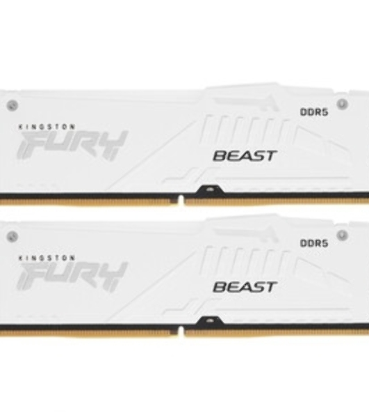 Оперативная память Kingston Fury Beast, DDR5, 32Gb (2x16 Gb), 5600 MHz, CL36, DIMM, радиатор, белый