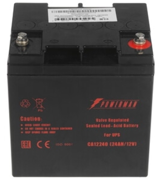 Батарея для ИБП Powerman Battery CA12240, напряжение 12В, емкость 24Ач, макс. ток разряда 360А, макс. ток заряда 7.2А, свинцово-кислотная типа AGM, тип клемм M1, Д/Ш/В 166/126/174, 8.4 кг. Battery POWERMAN Battery CA12240, voltage 12V, capacity 24Ah, max. discharge current 360A, max. charge current 7.2A, lead-acid type AGM, type of terminals M1,166мм x 126мм x 174мм, 8.4 kg.