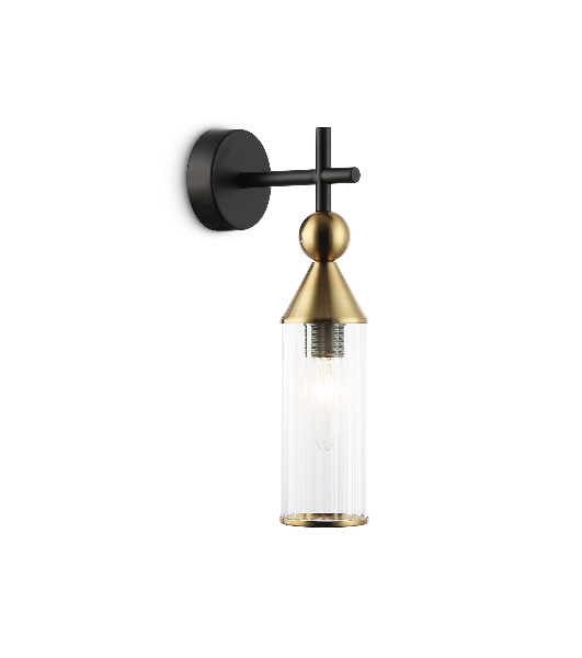 Настенный светильник Ambrella light LH55260 BK/BS/CL черный/латунь/прозрачный E14 max 40W 140*80*310