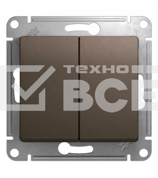 Механизм выключателя 2-кл. СП GLOSSA 10А IP20 10AX шоколад SchE GSL000851